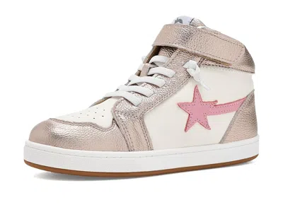 Old Soles Team-star (little Kid) Girl's Shoes White/metal Lychee: Eu 34 (us 2.5 Little Kid) M, Leather/rubber In Pink