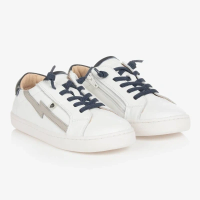 Old Soles White Leather Lightning Bolt Trainers