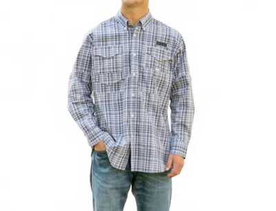 Old South Apparel Long Sleeve Vented Sportsman Shirt In Smith In Blue