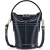 Old Trend Begonia Genuine Leather Vintage Bucket Crossbody In Blue
