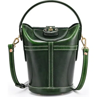 Old Trend Begonia Genuine Leather Vintage Bucket Crossbody In Green