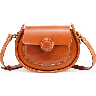 Old Trend Begonia Genuine Leather Vintage Compact Crossbody In Orange