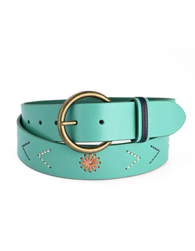 Old Trend Boho Genuine Leather Perforated Handcrafted Detail Belt In Green