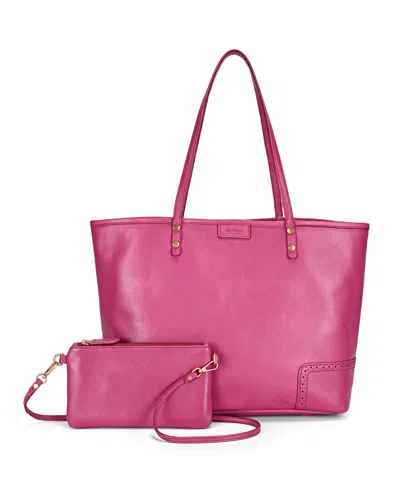 Old Trend Camellia Large Reversible Leather Tote Handbag In Pink