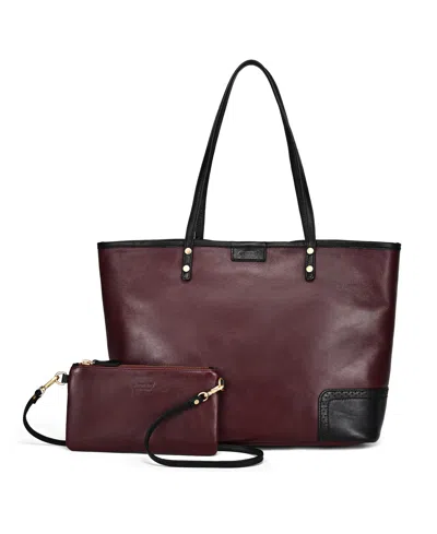 Old Trend Camellia Large Reversible Leather Tote Handbag In Red