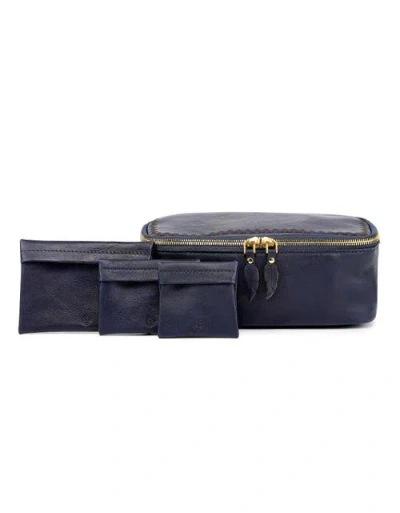 Old Trend Celosia Genuine Leather Rectangular Jewelry Case In Blue