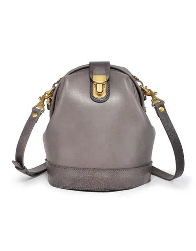 Old Trend Doctor Genuine Leather Structured Bucket Crossbody In Grey