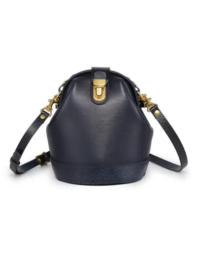 Old Trend Doctor Genuine Leather Structured Bucket Crossbody In Navy