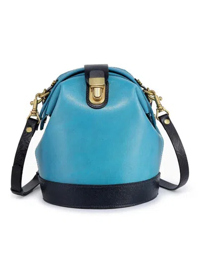 Old Trend Doctor Genuine Leather Structured Bucket Crossbody In Turquoise