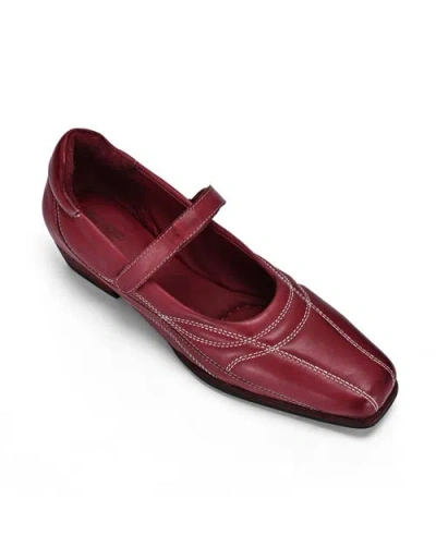 Old Trend Folk Genuine Leather Artisanal Contrast Stitch Mary Jane Heel In Brown