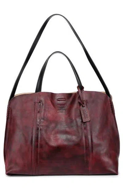 Old Trend Forest Island Leather Tote Bag In Burgundy