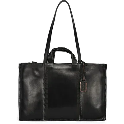 Old Trend Freesia Genuine Leather Structured Carryall Tote In Black