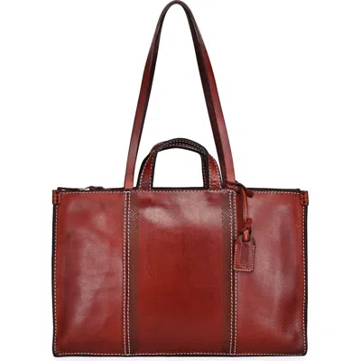 Old Trend Freesia Genuine Leather Structured Carryall Tote In Burgundy
