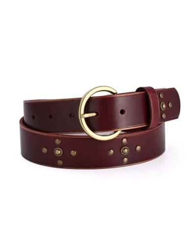 Old Trend Gia Genuine Leather Studded Vintage Inspired Belt In Red