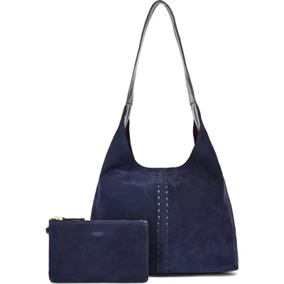 Old Trend Hydrangea Genuine Leather Suede Classic Hobo Bag In Blue