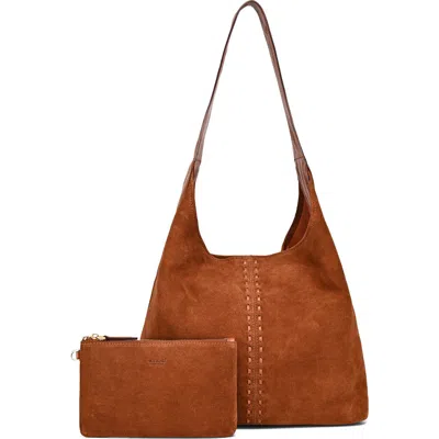 Old Trend Hydrangea Genuine Leather Suede Classic Hobo Bag In Brown