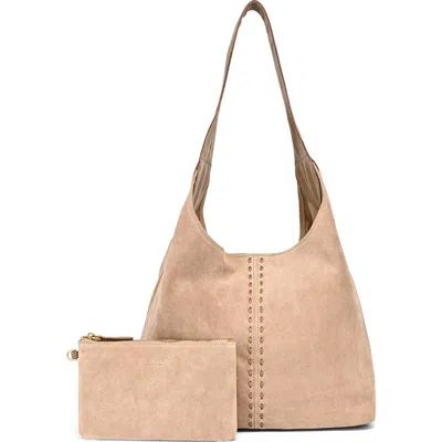 Old Trend Hydrangea Genuine Leather Suede Classic Hobo Bag In Neutral