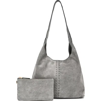 Old Trend Hydrangea Genuine Leather Suede Classic Hobo Bag In Gray
