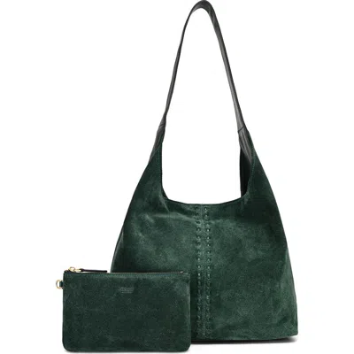 Old Trend Hydrangea Genuine Leather Suede Classic Hobo Bag In Green