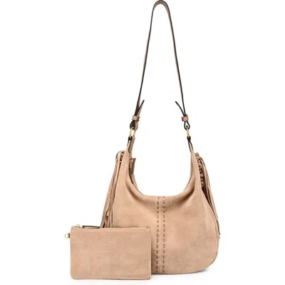 Old Trend Hydrangea Genuine Leather Suede Heritage Shoulder Bag In Neutral
