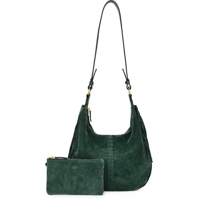 Old Trend Hydrangea Genuine Leather Suede Heritage Shoulder Bag In Green