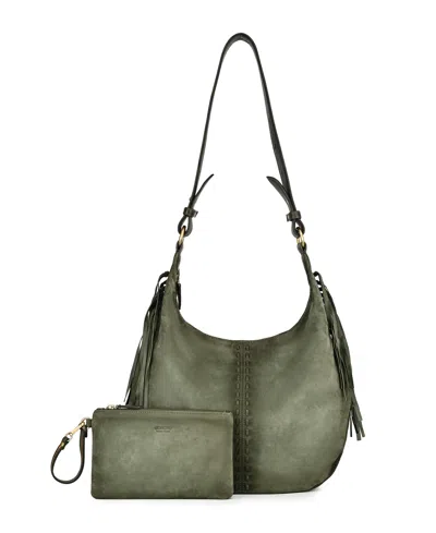 Old Trend Hydrangea Large Vintage Ombre Shoulder Handbag In Green