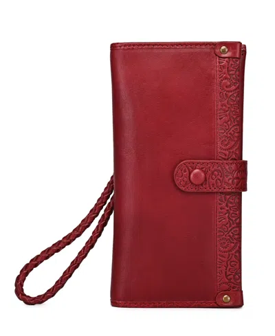 Old Trend Iris Bifold Wristlet In Burgundy