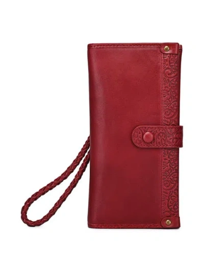Old Trend Iris Genuine Leather Modular Rfid Wristlet Clutch In Burgundy