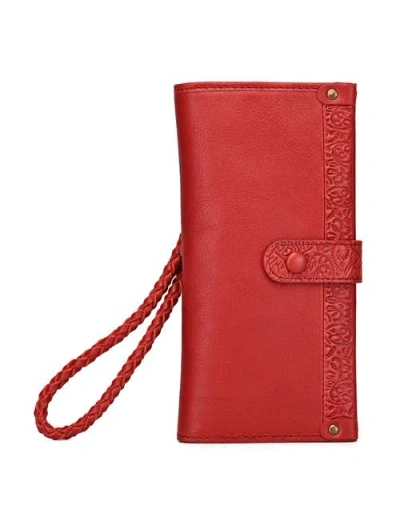 Old Trend Iris Genuine Leather Modular Rfid Wristlet Clutch In Red