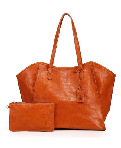 Old Trend Iris Large Leather Carryall Tote Handbag In Caramel