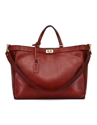 Old Trend Ixia Genuine Leather Jet Set Travel Tote In Burgundy