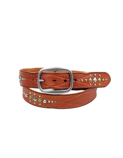 Old Trend Legend Genuine Leather Bold Studded Statement Belt In Brown