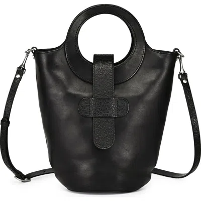 Old Trend Lily Genuine Leather Structured Everyday Bucket Crossbody In Black