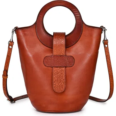 Old Trend Lily Genuine Leather Structured Everyday Bucket Crossbody In Brown