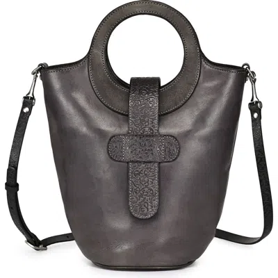 Old Trend Lily Genuine Leather Structured Everyday Bucket Crossbody In Gray