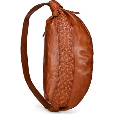 Old Trend Lily Oversized Handwoven Convertible Leather Sling Bag In Brown