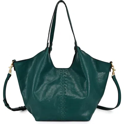 Old Trend Magnolia Genuine Leather Handwoven Convertible Tote In Green