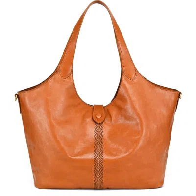 Old Trend Marigold Genuine Leather Spacious Refined Carryall Tote In Orange