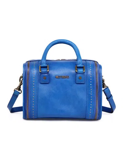 Old Trend Mini Trunk Genuine Leather Structured Crossbody In Sky Blue