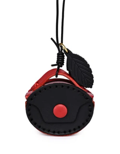Old Trend Oval Genuine Leather Two Tone Mini Charm In Black