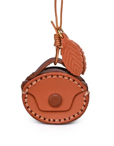 Old Trend Oval Genuine Leather Two Tone Mini Charm In Brown