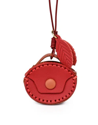 Old Trend Oval Genuine Leather Two Tone Mini Charm In Red