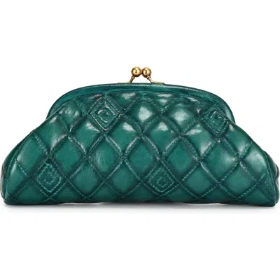 Old Trend Petunia Quilted Leather Beauty Pouch In Green