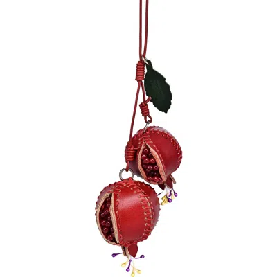Old Trend Pom Genuine Leather Botanical Fruit Charm In Red