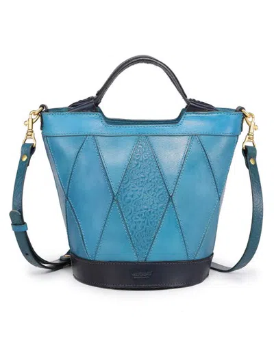 Old Trend Primrose Genuine Leather Embossed Mini Bucket Tote In Turquoise