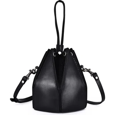 Old Trend Prism Small Convertible Leather Bucket Crossbody In Black