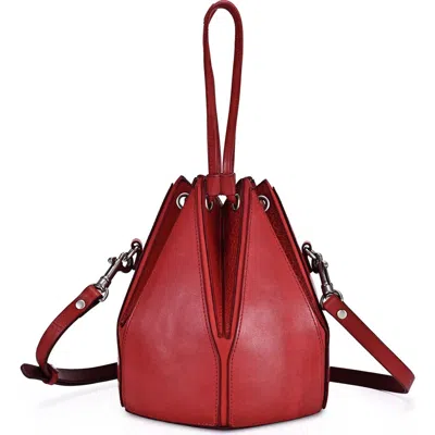 Old Trend Prism Small Convertible Leather Bucket Crossbody In Red