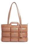 Old Trend Puff Clover Leather Tote Bag In Beige