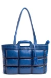 Old Trend Puff Clover Leather Tote Bag In Blue