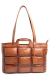 Old Trend Puff Clover Leather Tote Bag In Cognac